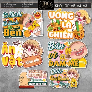 Decal Ăn Vặt chống nước trang trí dán quán trà sữa, cà phê, quán ăn, dán tường, tủ. TTQ17