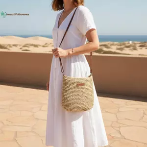 BeautifulHomeA Ống Hút Dệt Túi Đeo Ngang Nữ Boho Túi Đeo Vai Đơn Mùa Hè Khăn Lau Đi Biển Tote Cho Du Lịch Sự Kiện Ngoài Trời VN