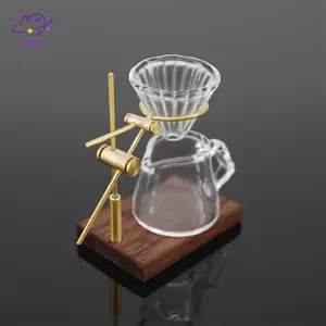 HFTOY 1 Bộ 1: 12 Nhà búp bê Thu nhỏ Giá đỡ cà phê pha bằng tay Phễu thủy tinh Giá đỡ cà phê Mini Máy pha cà phê Mô hình cốc Trang trí nhà bếp ~