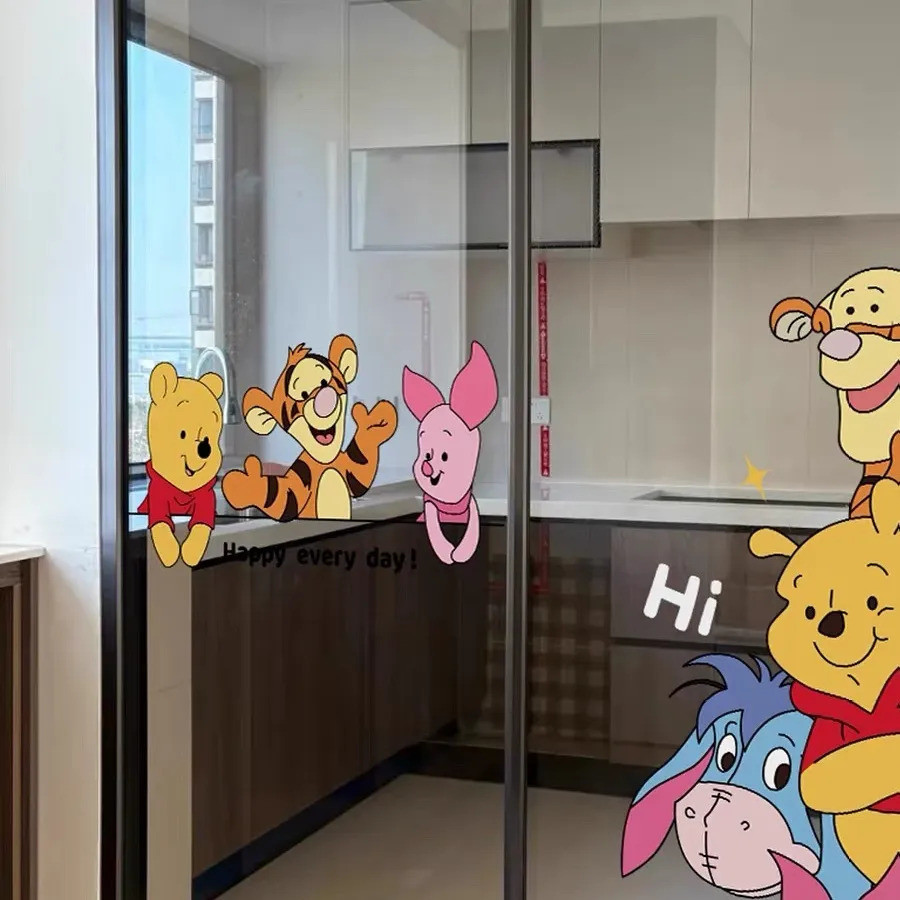 Hoạt Hình Dễ Thương Trầy Xước Phòng Tắm Vệ Sinh Winnie the Pooh Chống Va Chạm Sáng Tạo Trang Trí Dán Cửa Nhà Bếp Tủ Lạnh