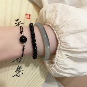 Năm Đen Đính Hạt Vòng Tay Bộ Cô Gái Retro Zen Cặp Đôi Bạn Gái Vòng Tay Vòng Tay
