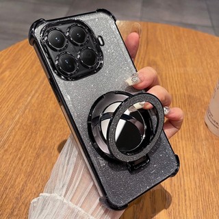 Dành Cho Xiaomi17T Pro Vỏ Cho Xiaomi 17T Pro 17TPro 1 7 17 T Pro Xiaomi17TPro 2026 Giá Đỡ Vòng Giá Đỡ Vỏ Điện Thoại Lá Bling Lấp Lánh Trong Suốt Acrylic Chống Sốc Ốp Lưng