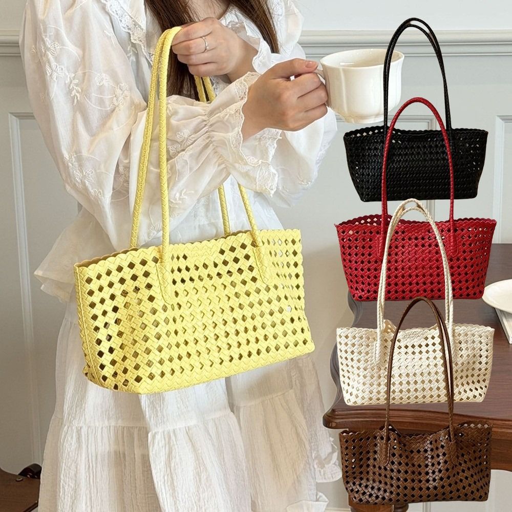Túi tote da PU rỗng OUSXA, đeo vai 25x17x12cm, dung tích lớn kèm túi bên trong