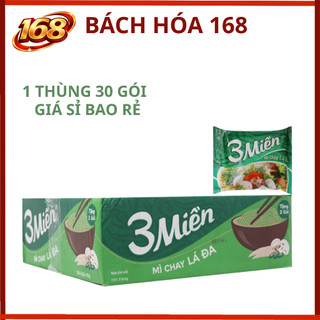 Thùng 30 gói - Mì 3 Miền Chay Lá Đa 65gr