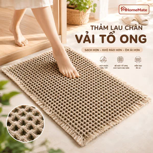 Thảm Lau Chân Vải Tổ Ong Waffle Cao Cấp, Thảm Nhà Tắm Thấm Hút Nhanh Chống Trượt Có Thể Giặt Máy