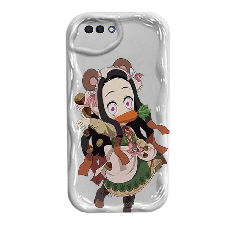 Ốp Silicon Hoạt Hình Cho OPPO A3S A1K A12E Realme C2 AX5 Bảo Vệ 3D Vỏ Điện Thoại Mềm TPU Demon Slayer Tanjiro Ốp Lưng Chống Sốc