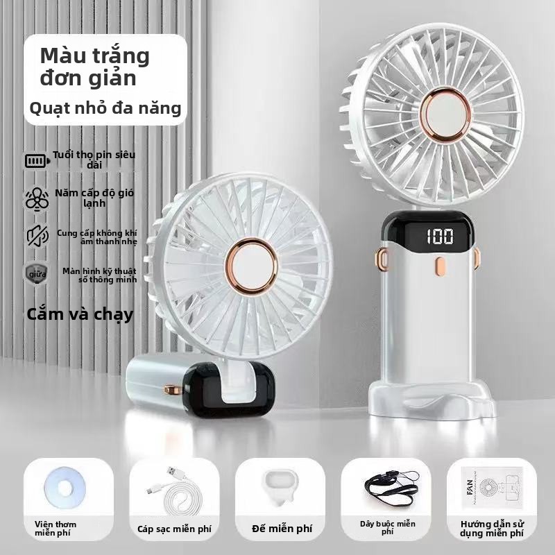 Quạt Nhỏ Cầm Tay Sạc USB Im Lặng Di Động Gió Cao Ký Túc Xá Sinh Viên Giường Di Động Im Lặng Gấp Quạt