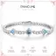 FANCIME "Vuông Lấp Lánh" Tháng Mười Hai Vòng Tay Tennis Bạc Topaz