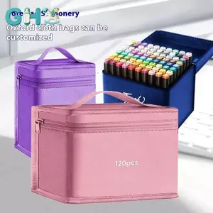 GHX 1 Cái Dung Tích Lớn Bút Đánh Dấu Nghệ Thuật Túi Bảo Quản 40 / 100 / 120 Chiếc Túi Bút Chì Gấp Vuông Bút Bút Túi Tổ Chức VN