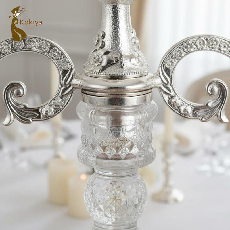 Thanh Lịch Pha Lê Nến Hợp Kim Kẽm Mạ Điện Candelabra Trang Trí Bàn Tiệc Cho Cốc Nến