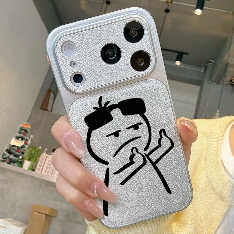 Ốp lưng iPhone họa tiết da mạ biểu tượng cảm xúc iPhone 17 16 15 14 13 12 11 Pro Max Plus Max