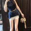 Áo len không tay VN kiểu Pháp, cổ đứng, lệch vai, cổ áo