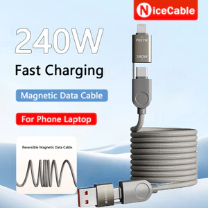 Cáp Dữ Liệu Sạc Nhanh 240W Thiết Kế Từ Tính Có Thể Đảo Ngược Nylon Dệt 4 Trong 1 Sạc / Truyền Cáp Dữ Liệu Cho Điện Thoại Laptop Máy Tính Bảng