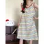 Váy ngủ kẻ sọc đeo chéo mùa hè cho nữ có đệm ngực Váy Vest phong cách nữ tính ngọt ngào Váy nhà