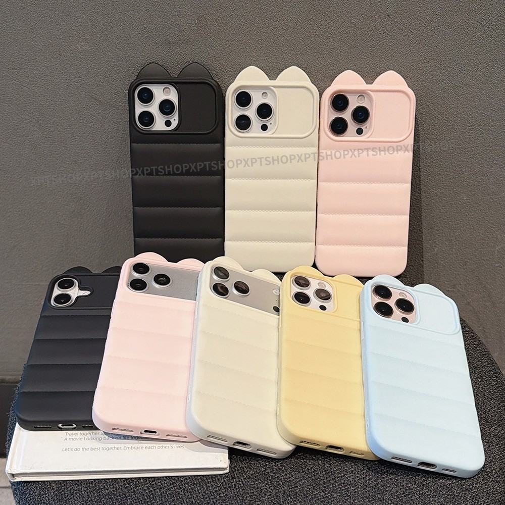 Đơn Giản Mèo May Mắn Tai Xuống Áo Khoác Điện Thoại Cho iPhone 17 Pro Max 16 Plus 15 14 13 12 11 Vỏ Bảo Vệ Chống Sốc
