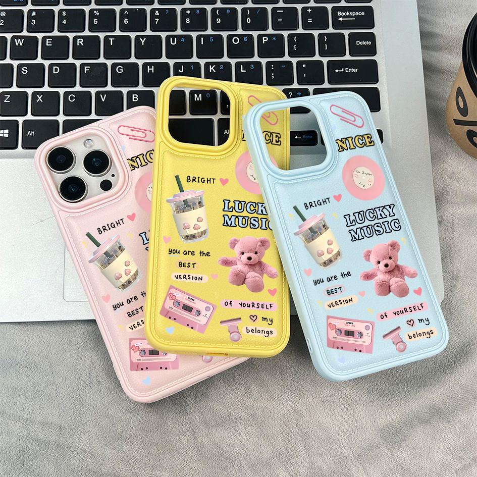 Ốp điện thoại cho iPhone 17/16 Pro Max 15/14/13/12/11; Họa tiết ghép ảnh màu hồng dễ thương