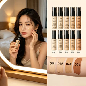 Kem nền dạng lỏng có độ che phủ cao Công thức chống nước lâu trôi Che khuyết điểm quầng thâm để trang điểm mặt hàng ngày