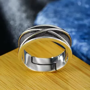 ECK Retro Thời Gian Không Gian Goku Bla Nhẫn Punk Gothic Mở Nhẫn Dành Cho Nam Handmade Unisex Thiết Kế Trang Sức Phụ Kiện Anime Người Yêu Quà Tặng HOT