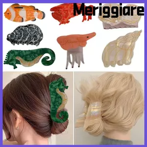 Vuốt Tóc Cá Mập MERIGGIARE, Kẹp Tóc Động Vật Biển Hình Học, Thời Trang Acrylic Sinh Học Biển Series Mũ Hàng Ngày