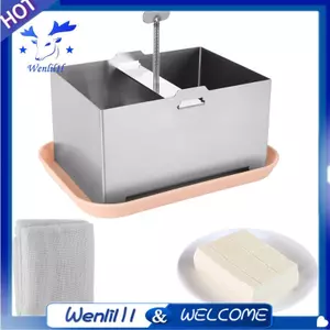 Máy ép đậu phụ thuần chay bằng thép không gỉ, Đậu phụ Loại bỏ nước nhanh và hiệu quả cho đậu phụ chắc chắn Bộ hoàn chỉnh có khay nhỏ giọt