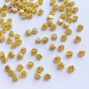 AqToCna Số Lượng Lớn 10 Chiếc 7 Mm Hoa Vàng Stamen Hợp Kim Flatba Tôn Trang DIY Bông Tai Phần Phát Hiện Phụ Kiện Trang Sức AqToCna