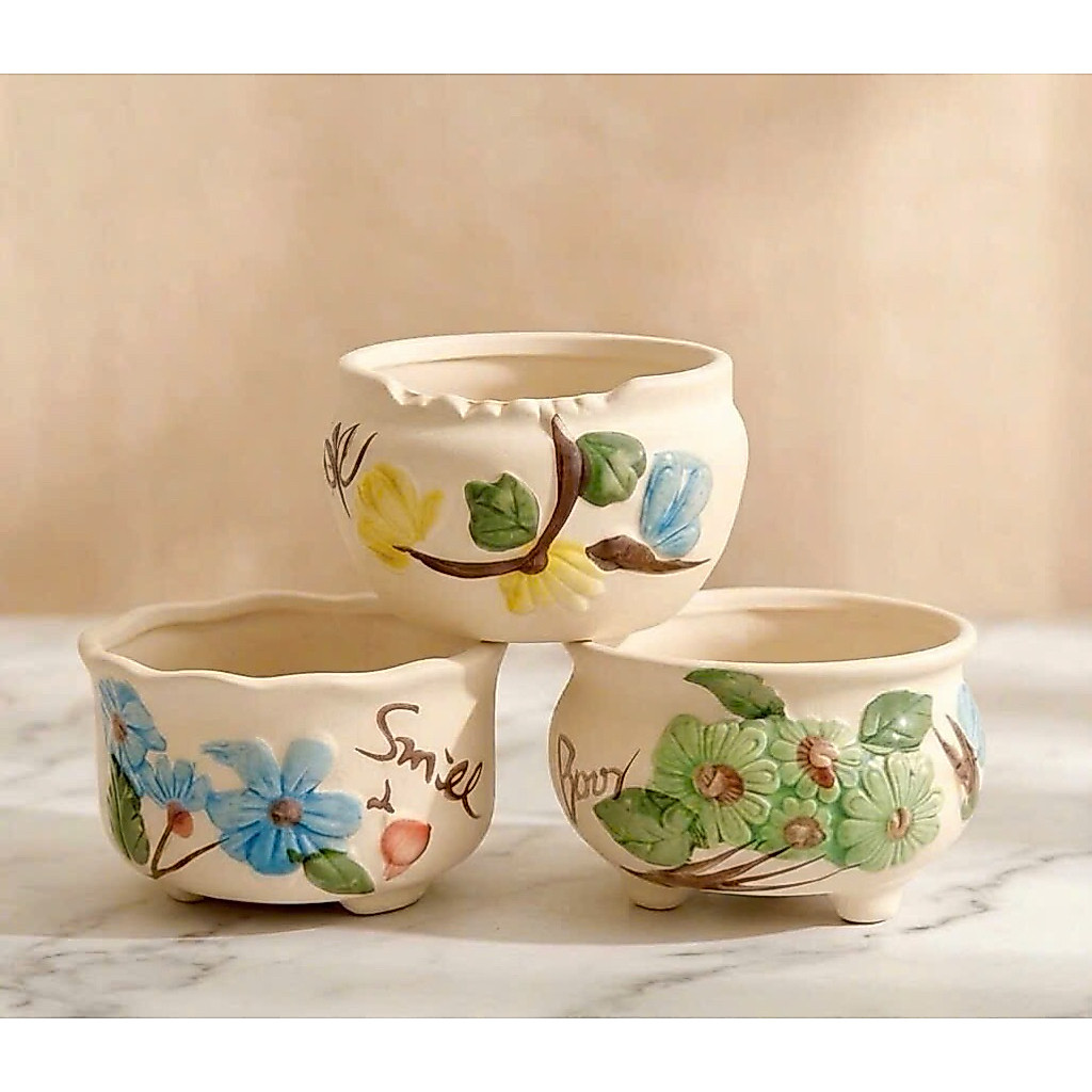 Chậu gốm sứ trồng cây để bàn, chậu trồng sen đá xương rồng, chậu gốm mini