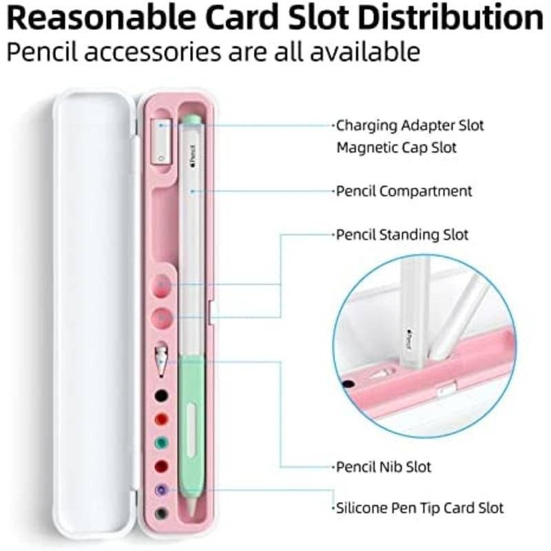 Hộp Bảo Vệ Bút Chì Máy Tính Bảng Cho Apple Pencil Pro USB-C 1 2 Hộp Bảo Quản Chống Sốc Chống Trơn Trượt Cho Apple Pencil Pro 1st 2nd Stylus Hộp Đựng Bút Nhựa