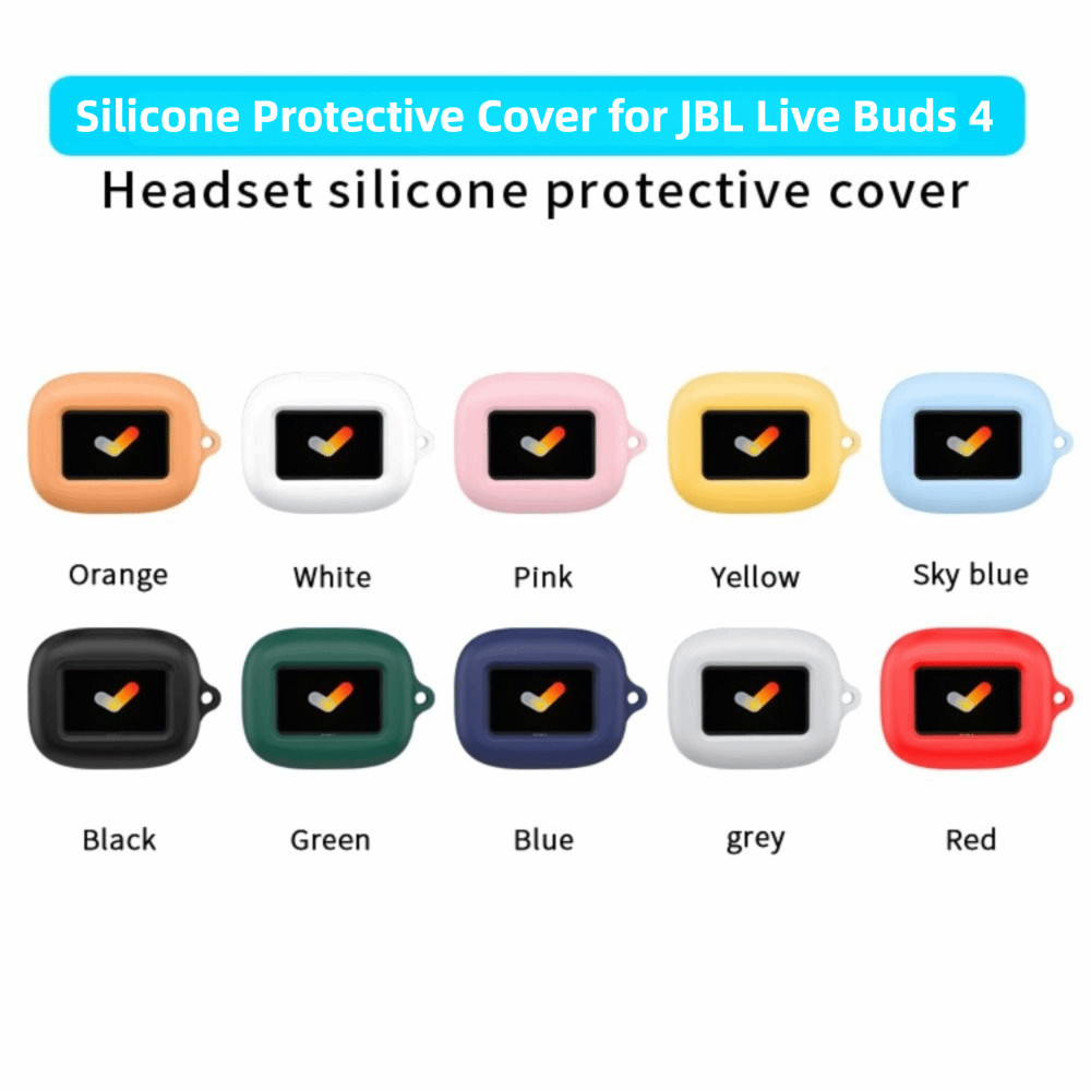 Ốp lưng silicon cho JBL Live Buds 4, vỏ chống sốc, chống bụi, kèm giá đỡ