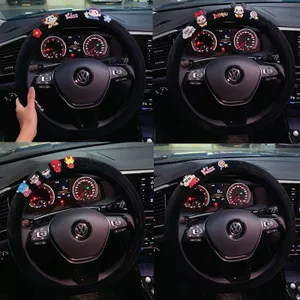 Mùa Xuân Mới Mùa Hè Ô Tô Vô Lăng Bao Hoạt Hình Hàn Quốc Dễ Thương Volkswagen Bốn Mùa Đa Năng Chống Trơn Trượt Grip Cover Chống Mài Mòn Đen 26.3.22