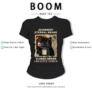 BOOM Áo Baby Tee Nữ Cotton Ôm Body-Áo Thun Ngắn Tay Y2K In Hình PhongCách Mùa Hè, Cổ Tròn Hàng Đầucách hàn quốc phong130