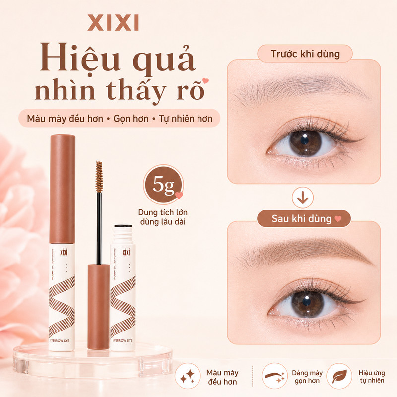 XIXI Mascara Chân Mày 20g, Gel Chải Mày Tự Nhiên, Không Vón, Dễ Dùng Hằng Ngày D693