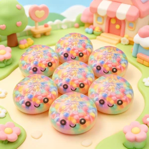 Bộ hấp Đồ chơi Squishy Crystal Bun, Bóng căng thẳng TPR phục hồi chậm cho trẻ em và người lớn