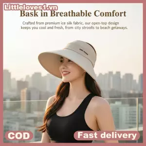 Littleloves1 Nữ Rỗng Top Rộng Vành Mũ Người Cá Chống Tia UV Thoáng Khí Mũ Chống Nắng Cho Đi Biển Thể Thao Du Lịch VN