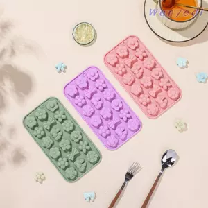 Khuôn sô cô la WANYEDI, Khuôn nướng bánh quy silicon 18 khoang, Khuôn làm bánh ngọt hình nơ chống dính