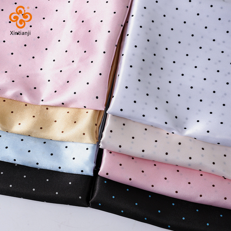 Nhỏ Chấm Bi Vải Vintage Lụa Satin Vải Lót Mềm Cho Quần Áo Khăn Bộ Đồ Ngủ DIY May Chất Liệu Bằng 0.5 Mét TJ23710