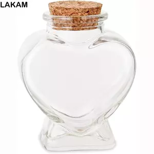 Chai hình trái tim LAKAM, có nút chai Bình thủy tinh rỗng di động, Chai chúc nhỏ có trọng lượng nhẹ cho hoặc Đồ thủ công nghệ thuật DIY Dự án trang trí Đồ dùng dự tiệc cưới