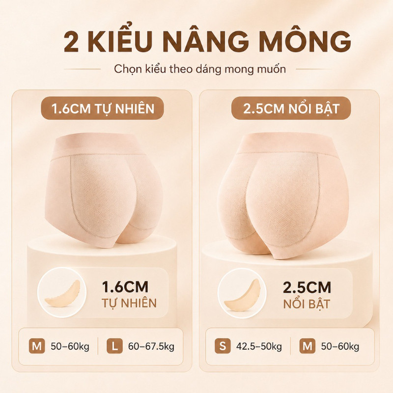 Quần Lót Độn Mông 3D Cao Cấp - Vải Siêu Mền Êm Ái Như Làn Da Thứ Hai, Độn Mông Tự Nhiên Không Dấu Vết Cho Mọi Trang Phục