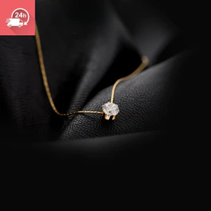 Vòng cổ thời trang dát thép titan thiết kế kim cương tròn tinh tế dành cho nữ.