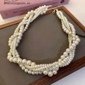 VFZ Twining Ngọc Trai Choker Nelaces Dành Cho Nữ Hình Học Nelaces Cưới Cô Dâu Trang Sức Phụ Kiện OTE
