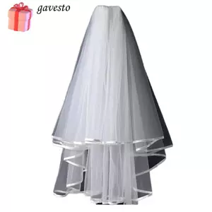 Veil cô dâu GAVESTO, Phụ kiện ngọc trai Nơ Khăn choàng cưới, Lễ cưới vải tuyn nữ phồng màu trắng thanh lịch