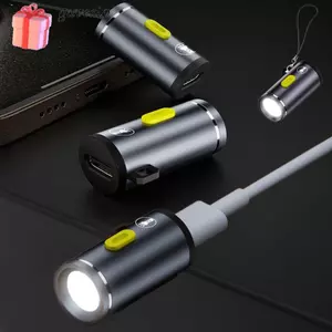 Đèn pin Mini GAVESTO, Đèn pin móc khóa di động Type-C, có dây buộc đi xe đạp Hợp kim nhôm bỏ túi Đèn pin chiếu sáng ngoài trời