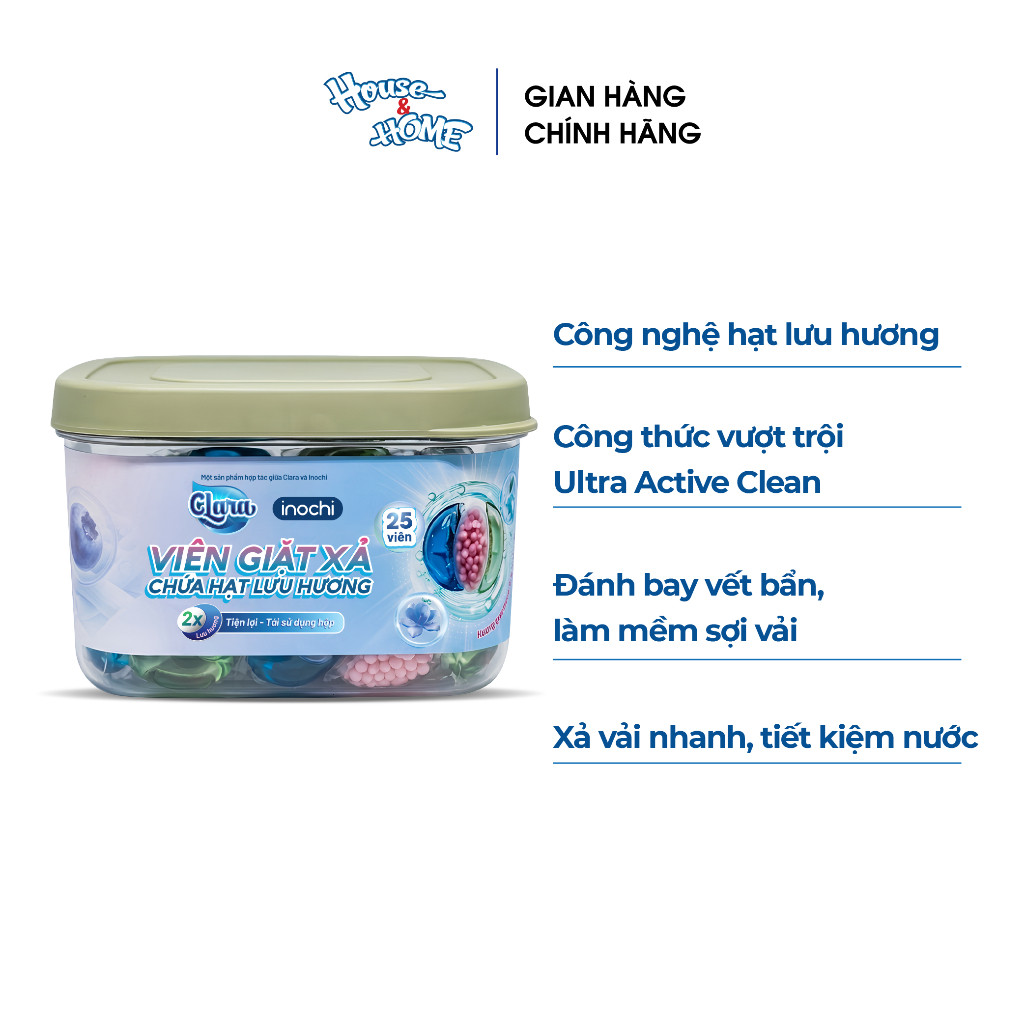 Combo 2 Hộp Viên Giặt Xả Clara 3in1 Hương Quả Mọng & Hoa Phấn VGLH01, Sạch Sâu, Khử Mùi, Lưu Hương Hàng Chính Hãng