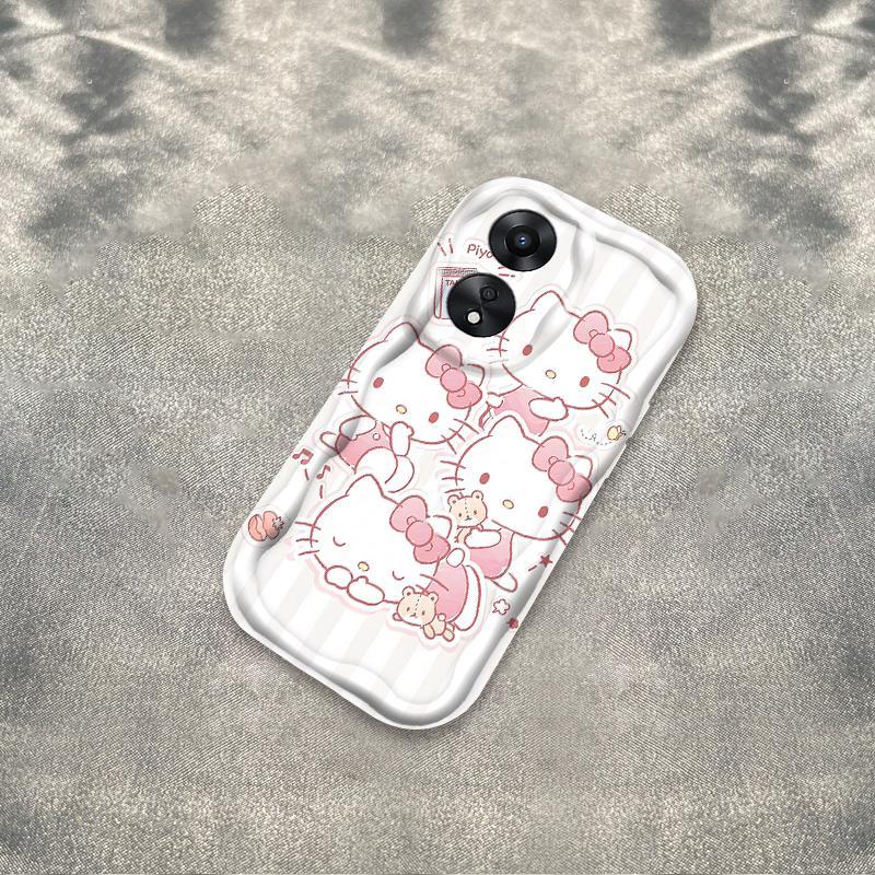 Thích hợp cho OPPO A18 A38 A58 A60 A17 A17K 4G 3D Điện thoại thông minh TPU mềm Kitty Cat Vỏ điện thoại chống sốc