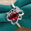 URMYLADY Hoa Bạc 925 Ruby 7-10 # Nhẫn Nữ Cưới Đính Hôn Thời Trang Quyến Rũ Trang Sức