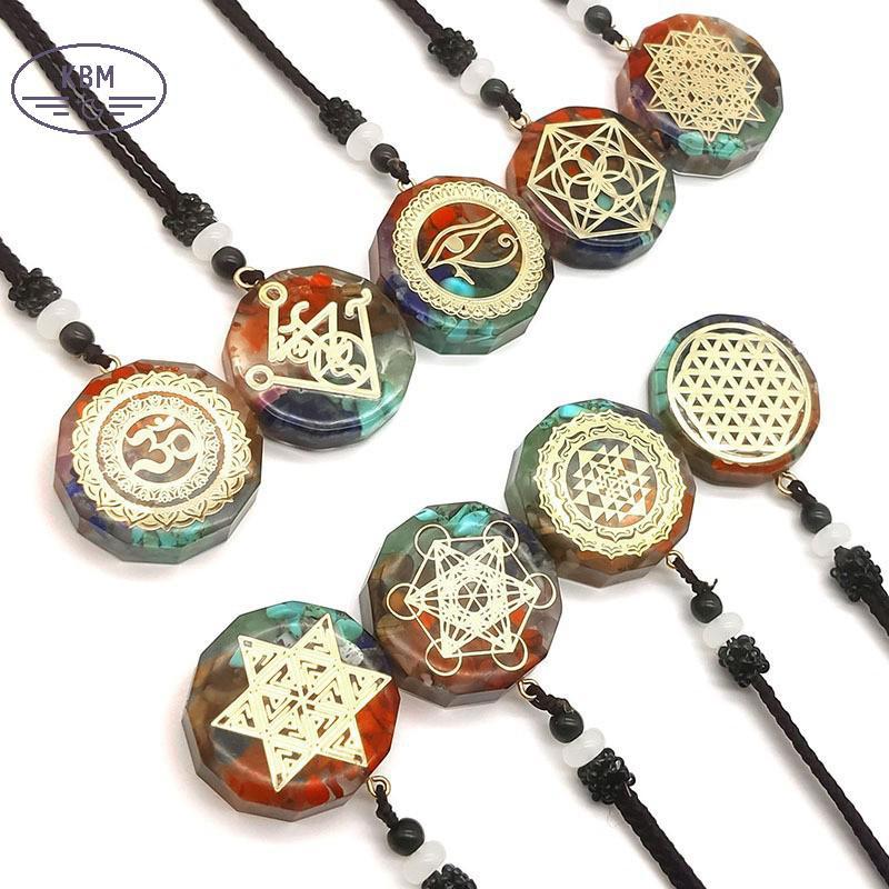 KBM Máy Phát Điện Năng Lượng Bùa 7 Luân Xa Mặt Dây Chuyền Nelace Orgonite Thiền Cân Bằng Emf Bảo Vệ Ne Dây Xích Trang Sức FSSG