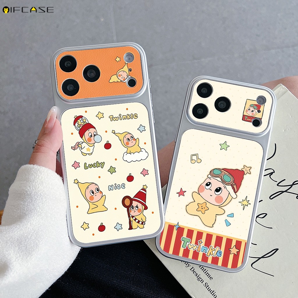 Dành Cho Tecno Spark 50 40 40C 30C 20 20C 10 10C Pro Plus 9 8C 6 Go 3 2 2S 1S 2025 2024 5G Ốp Điện Thoại Da PU Dễ Thương Màu Vàng Lấp Lánh Ngôi Sao Người Chấm Bi Hoạt Hình Vỏ Mềm
