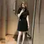 Đầm ngắn tay cổ tròn màu đen phong cách Hàn Quốc Phiên bản Slim-Fit hẹp phiên bản mùa hè hàng ngày tất cả-