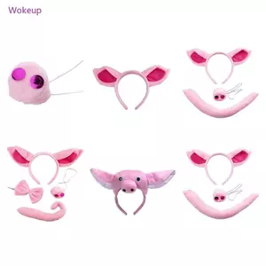 Woke Dễ Thương Hồng Heo Tai Đầu Mũi Đuôi Bộ Động Vật Mũ Trang Phục Hóa Trang