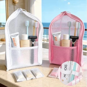 Túi đựng đồ vệ sinh du lịch bằng lưới mới Hộp đựng mỹ phẩm chống thấm nước có dây kéo Túi giặt tam giác di động