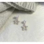 Phiên bản Hàn Quốc khí chất thời trang zircon rỗng đôi sao bạc cá tính bông tai nữ đa năng